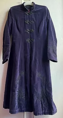 Elegant *NOMADS* PurpleEmbroidered Oriental Organic Cotton Velvet Lined Jacket S • £75