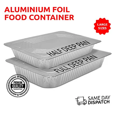 Half And Full Deep Aluminium Foil Food Containers With Lids Takeaway BakingPans • £58.95