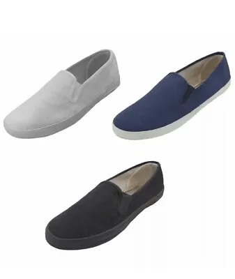 NEW Mens Canvas Sneakers Classic Deck Slip On Shoes 3 Colors Sizes: 7-13 • $13.99