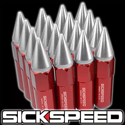 Sickspeed 16 Pc Red/polished Spiked Aluminum 60mm Lug Nuts Wheels 12x1.5 L16 • $47.50
