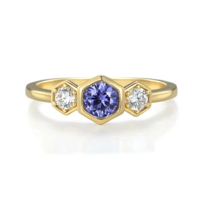 9ct White Gold 1.50ct Tanzanite & 0.20ct Diamond Cluster Ring