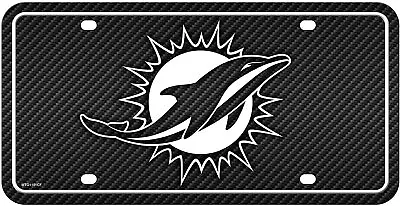 Miami Dolphins Metal Auto Tag License Plate Carbon Fiber Design 6x12 Inch • $13.79