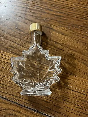 Maple Leaf Shape Clear Glass Syrup Bottle W/Top Cap Lid Front Embossed Jar Empty • $11.99