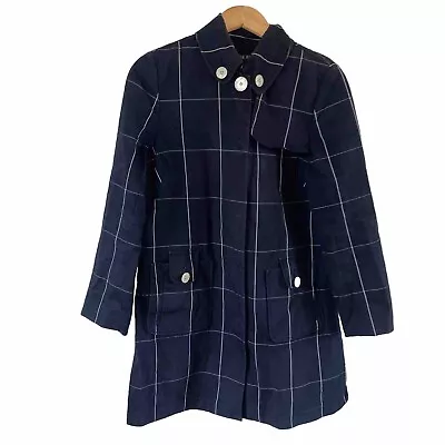 Hobbs Mackintosh Womens Trench Coat Mac Jacket Navy Blue Check Uk 10 • £13