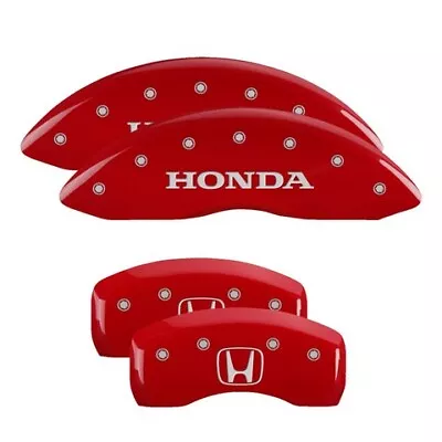 MGP Caliper Covers Set Of 4 Red Finish Silver Honda / H Logo • $289