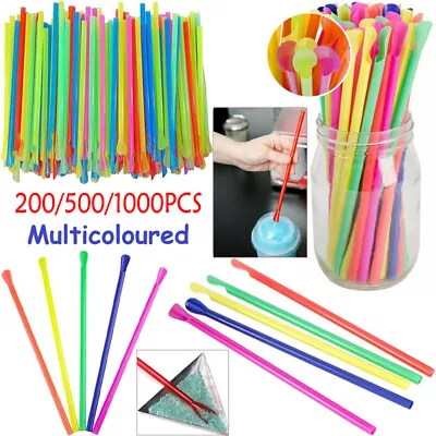 100-1000PCS Spoon Straws Milkshake Smoothie Drinks Cocktail Slush Party • £5.78