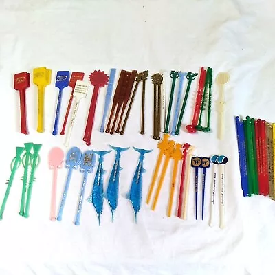 Vintage SWIZZLE Stir STICKS Airlines Vegas Hotels Restaurants Plastic Lot Of 70 • $25.50