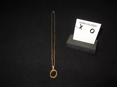 Letter “X And O” Monogram Initial Gold Necklace Earring Set 17.5  Inch Chain • $5.25