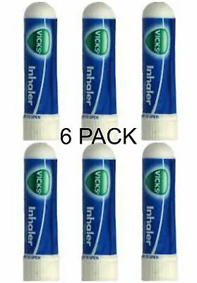 6pc Vicks Inhaler .5ml Each Allergy Cold Nasal Blocked Nose Relief Congestion • $13.25