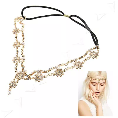 £8.36 • Buy Women Fashion Metal Rhinestone Head Chain Jewelry Headband Head Piece Hair Band