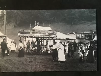 Fairground Scene Somerset 1907 Postcard Reprint Of Fair Rides Stalls Wagon • £1.79