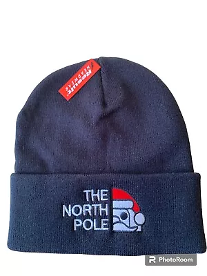 Father Christmas Black Beanie Hat. Christmas Inspired The North Pole Logo • £12