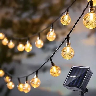 LED SOLAR POWERED Retro Bulb String Lights Garden Fairy Ball Hangin Outdoor Lamp • £7.99