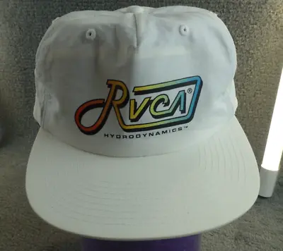 RVCA Snapback Hat White Painters Cap With Neon Rainbow Throwback Script Logo -H7 • $13