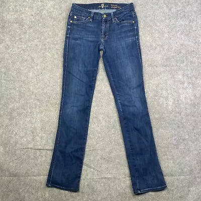 7 For All Mankind Kimmie Straight Jeans Womens Size 28 Dark Blue Slim Mid Rise • $28.49