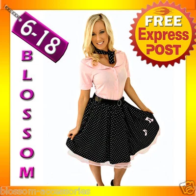 $17.95 • Buy E19 1950s Grease Rock N Roll Bopper Rockabilly Vintage Retro Fancy Dress Costume