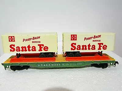 Mantua/Tyco HO Flat Car A.T. & S.F. #90806  With Piggy-Back Trailer Load • $13.76