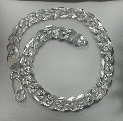 Beautiful Italy Mens Sterling Silver Diamond Cut Cuban Link Bracelet 8 1/2” • $149.99