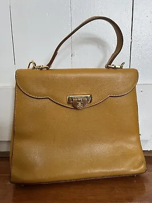 Vintage Pourchet Kelly Paris Leather Top Handle Handbag Purse Satchel France • $70