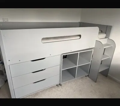 Cabin Bed With Desk Drawers And Shelving Unit • £200