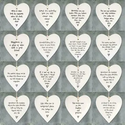 East Of India Porcelain Plaque Heart Round Shape Sayings Love Friendship Family • £6.49