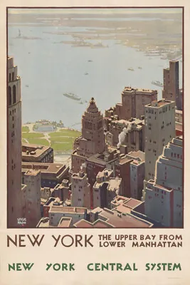 NYC Manhattan Upper Bay Vintage Travel Poster Print New York City Wall Art Home • £28.48