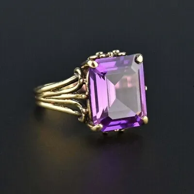 2CT Emerald Cut Lab Created Purple Amethyst Wedding Ring 14K Yellow Gold Plated • $81.24