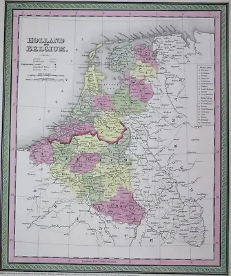 1854 Cowperthwait / Mitchell's Atlas Map ~ HOLLAND - BELGIUM ~ Free S&H ~Inv#258 • $20