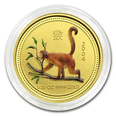 NEW 2004 1/20  Perth Mint Lunar Monkey COLORIZED GOLD Coin IN CAPSULE 999.9 LQQK • $128.50