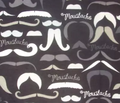 9  X 32  Handlebar Mustaches Horseshoe Walrus Pencil Chevron On Cotton FLANNEL • $1.69