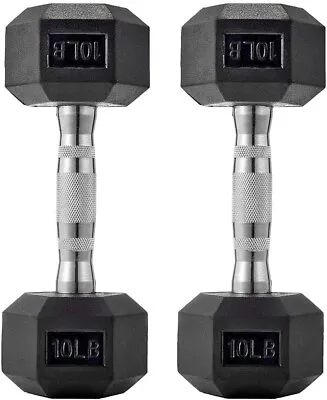 Papababe Dumbbells Free Weights Dumbbells Weight Set Rubber Coated Cast Iron Hex • $30.80