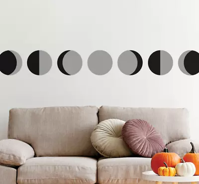 Mystic Moon Phases Removable Glow In The Dark Wall Decals 17.25  X 39  -9 Pieces • $14