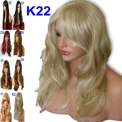 Black Brown Blonde Ginger Copper Long Wavy Curly Straight Natural Women's Wigs • £12.99