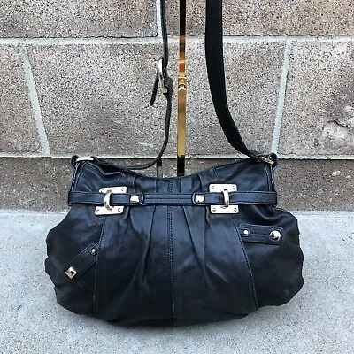 Vintage JUNIOR DRAKE Soft Leather Boho Purse Crossbody Shoulder Black Designer • $39.89