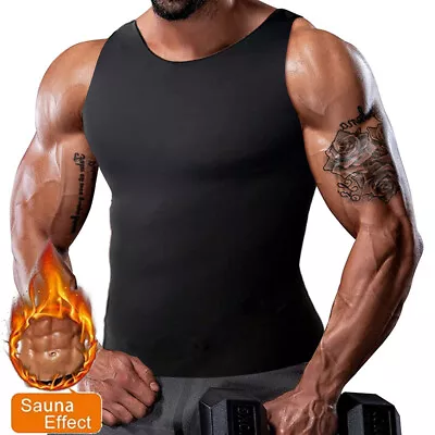 $27.79 • Buy Men's Gym Neoprene Vest Sauna Ultra Sweat T-Shirt Body Shaper Slimming Cincher A