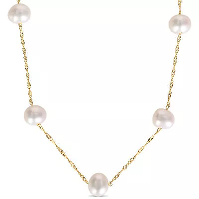 Amour 10k Yellow Gold 5.5-6 Mm White Cultured Freshwater Pearl Tin Cup Necklace • $67