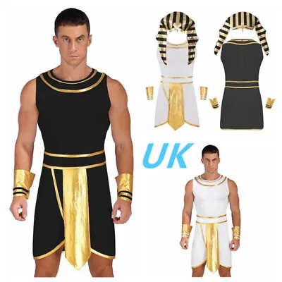 Mens Egyptian Pharaoh Cosplay Costume Halloween Egypt King Dress-up Outfit • £28.49