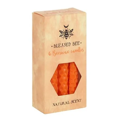 Set Of 6 Orange Beeswax Spell Candles  100% Linen Wick. Non-toxic • £11.60