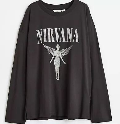 H&m Oversized Print Motif Nirvana T Shirt ~ Size Large ~ Nwot • £19.45