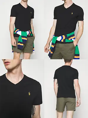 £59.03 • Buy Polo Ralph Lauren V Neck T-Shirt Custom Slim Fit T-Shirt Top Gold Fringe L