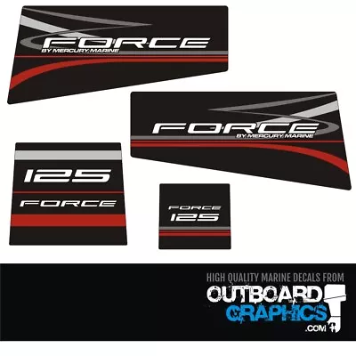 Mercury Force 125hp Outboard Engine Decals/sticker Kit - Black • $58.95