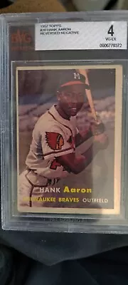 1957 Topps # 20 Hank Aaron Card Beckett 4 Milwaukee Braves Reversed Negative! • $254