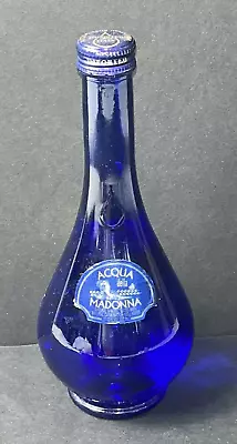 Cobalt Blue Acqua Della Madonna Teardrop Sealed Glass Bottle Italy 1997 11.13 Oz • $30