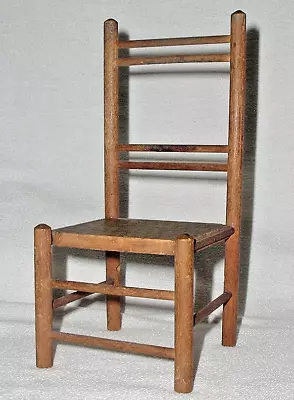 PRIMITIVE Shaker Salesman's SAMPLE Wooden Ladderback CHAIR Faux Cane Web 8 1/8  • £90.64