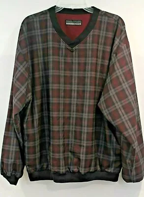 Forresters Golf Windbreaker Jacket Size L Maroon  Plaid V-Neck Reversible • $18.99