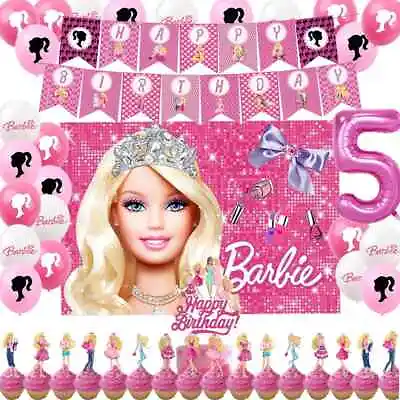 Barbie Doll Princess Girl Party Decorations Supplies Banners Foil Latex Balloons • £3.99