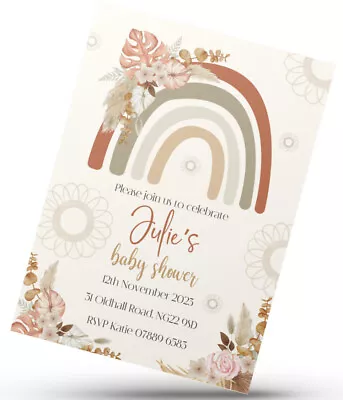 10 X Personalised Baby Shower Invitations Cute Baby Design Customisable Text • £5.96