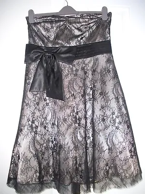 VINTAGE LADIES PARTY/EVENING/BALL/PROM DRESS BLACK & GOLD NEW LOOK Size 14  • £6.99