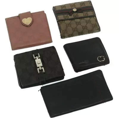 $110 • Buy GUCCI GG Canvas Wallet 5Set Black Beige Auth Ti614