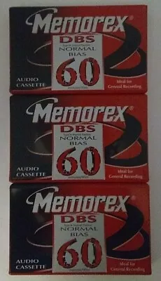 3 Memorex DBS 60 Normal Bias Audio Cassettes - New In Package! • $4.61